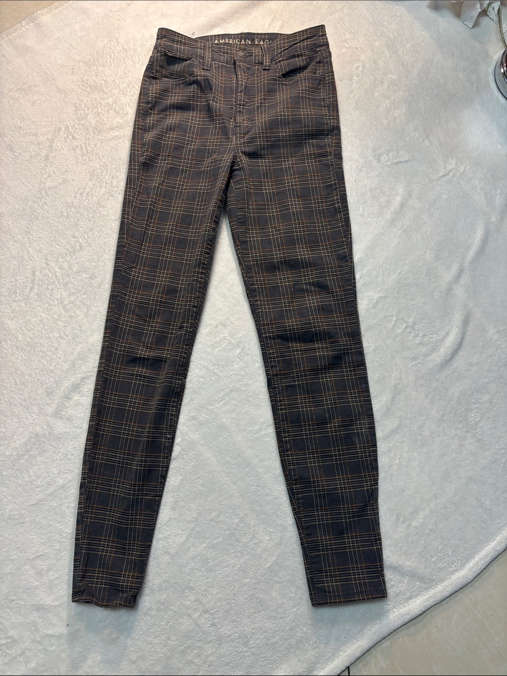 American Eagle Outfitters Plaid Jeans Gray and Tan NWOT Size 00
